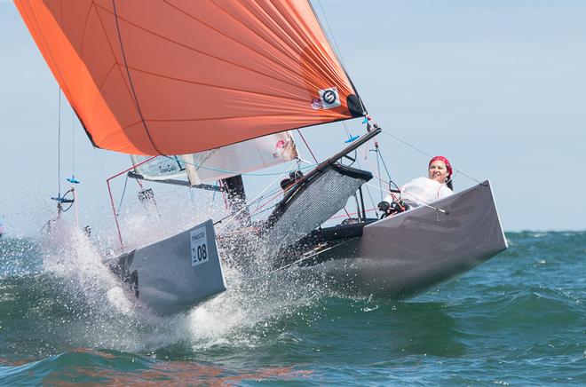 Grant and Natalie Rogers from NSW heading back to the leeward mark. - Pinkster Gin 2017 F18 Australian Championship ©  Alex McKinnon Photography http://www.alexmckinnonphotography.com